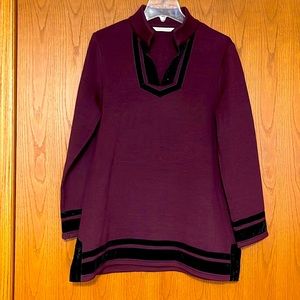 Wool velvet trim tunic